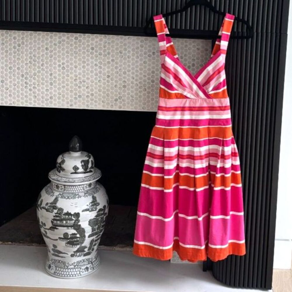Dana Buchman Striped Cross-Back Fit & Flare Sundress - Size 12